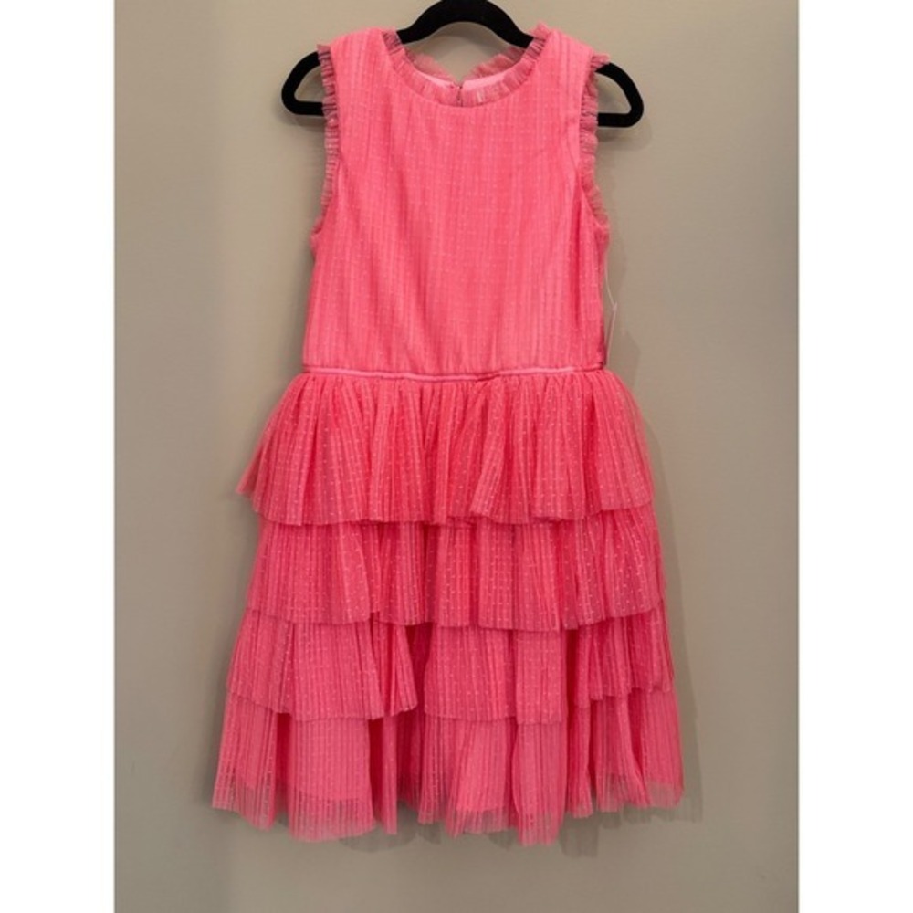 Zenzi Girls Large 10/12 Pink Tiered Tulle Swiss Dot Party Dress NEW NWT